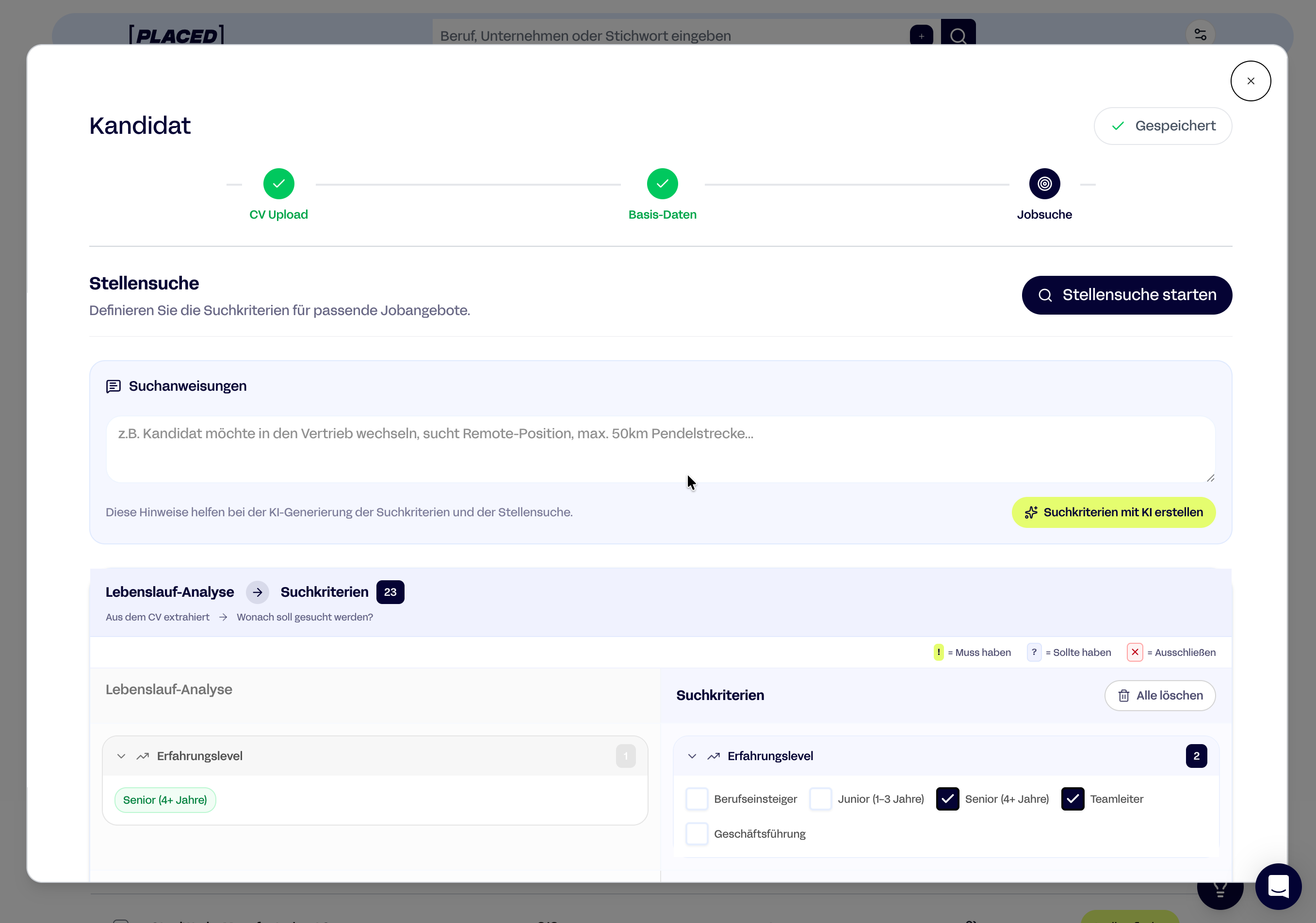 Kandidat anlegen / CV Parsing